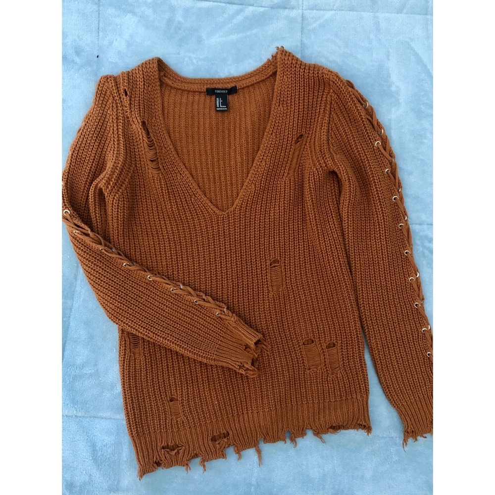 Burnt Orange Fringed Sweater